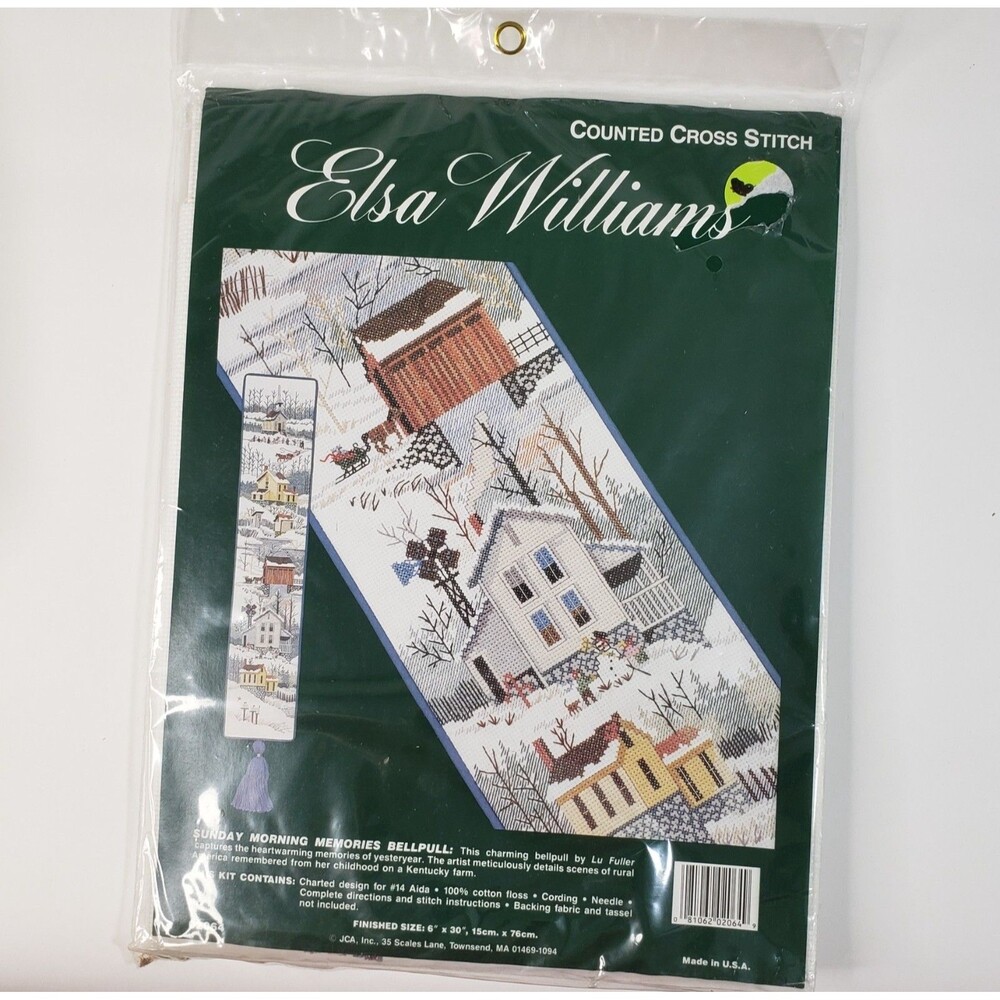 New Vtg  Elsa Williams Cross Stitch Kit  Sunday Morning Memories Bellpull Winter